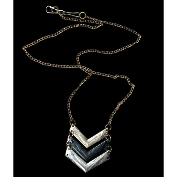Bohemian Multi-Metallic Chevron Pendant Necklace - Picture 1 of 6
